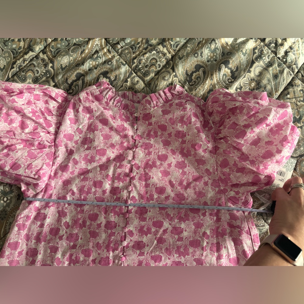 Tuckernuck Hyacinth House Pink and White Floral Mimi Midi Dress size large - Picture 9 of 12